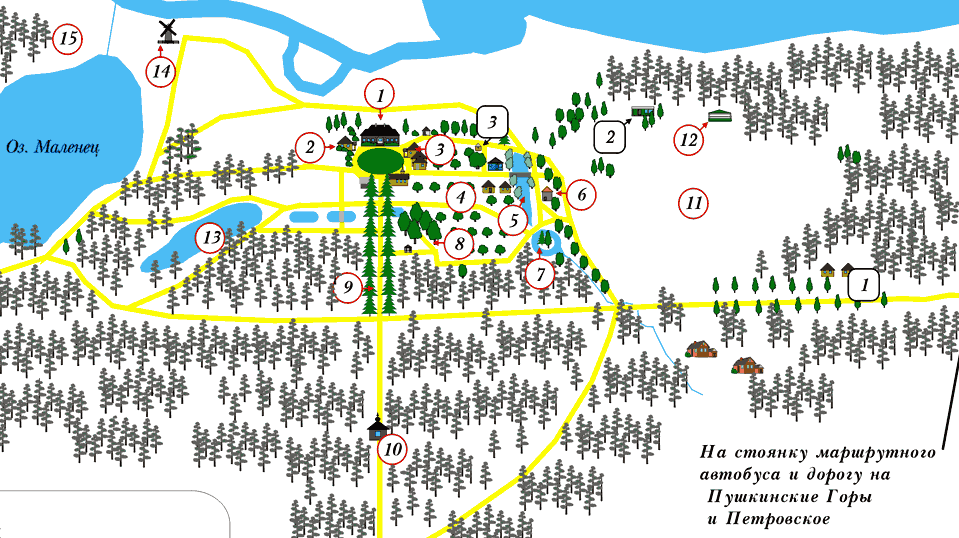 Схема заповедника пушкинские горы